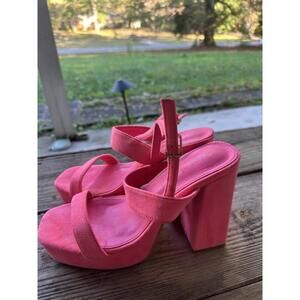 Women's Pink Chunky Heels Size 4.5 4 1/2